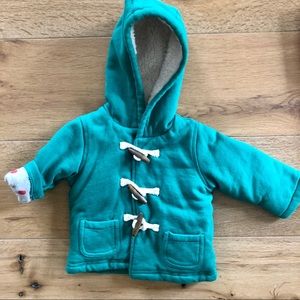 Baby Boden Knit Jacket with Sherpa-Lined Hood